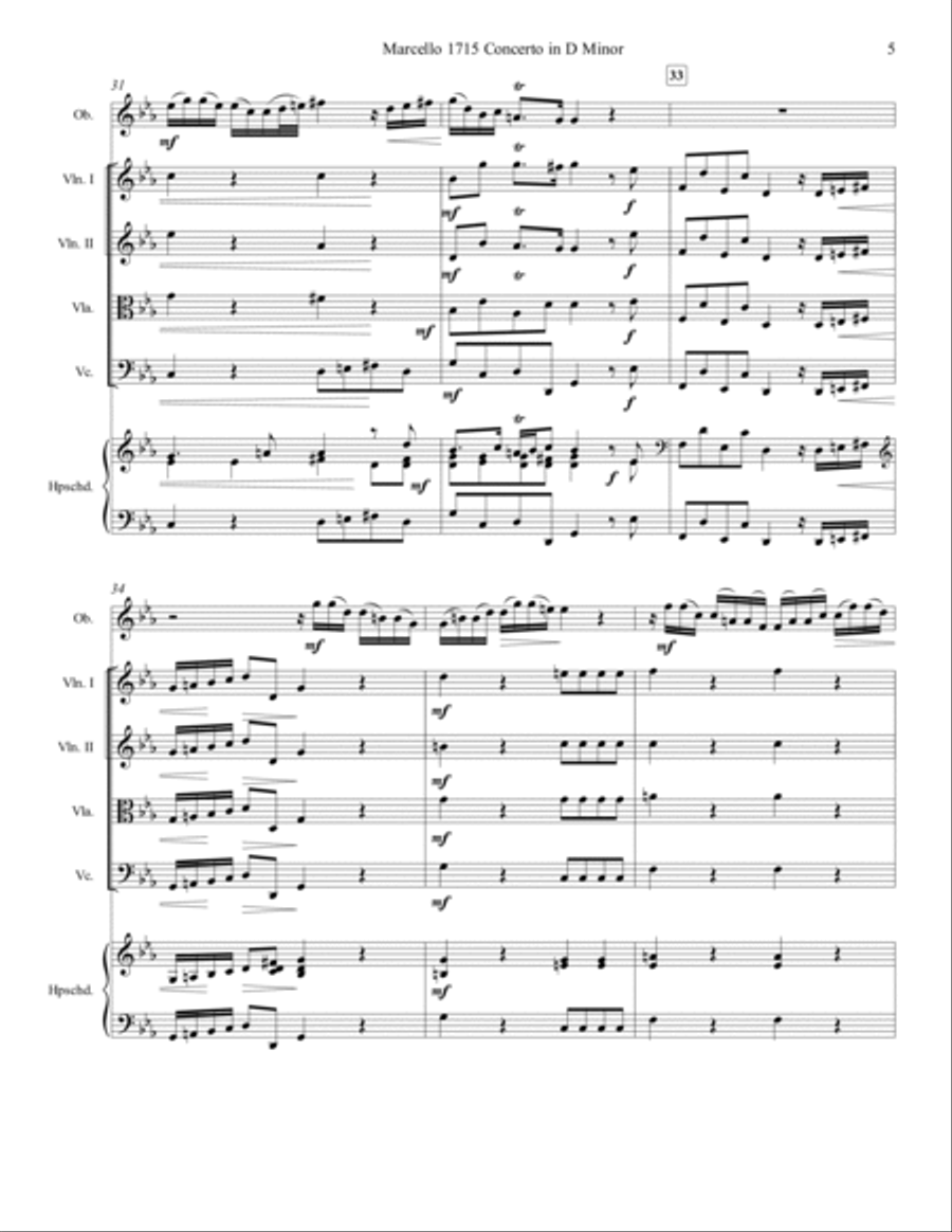 Marcello Oboe Concerto in C Minor Chamber Orchestra scores gallery preview page 5
