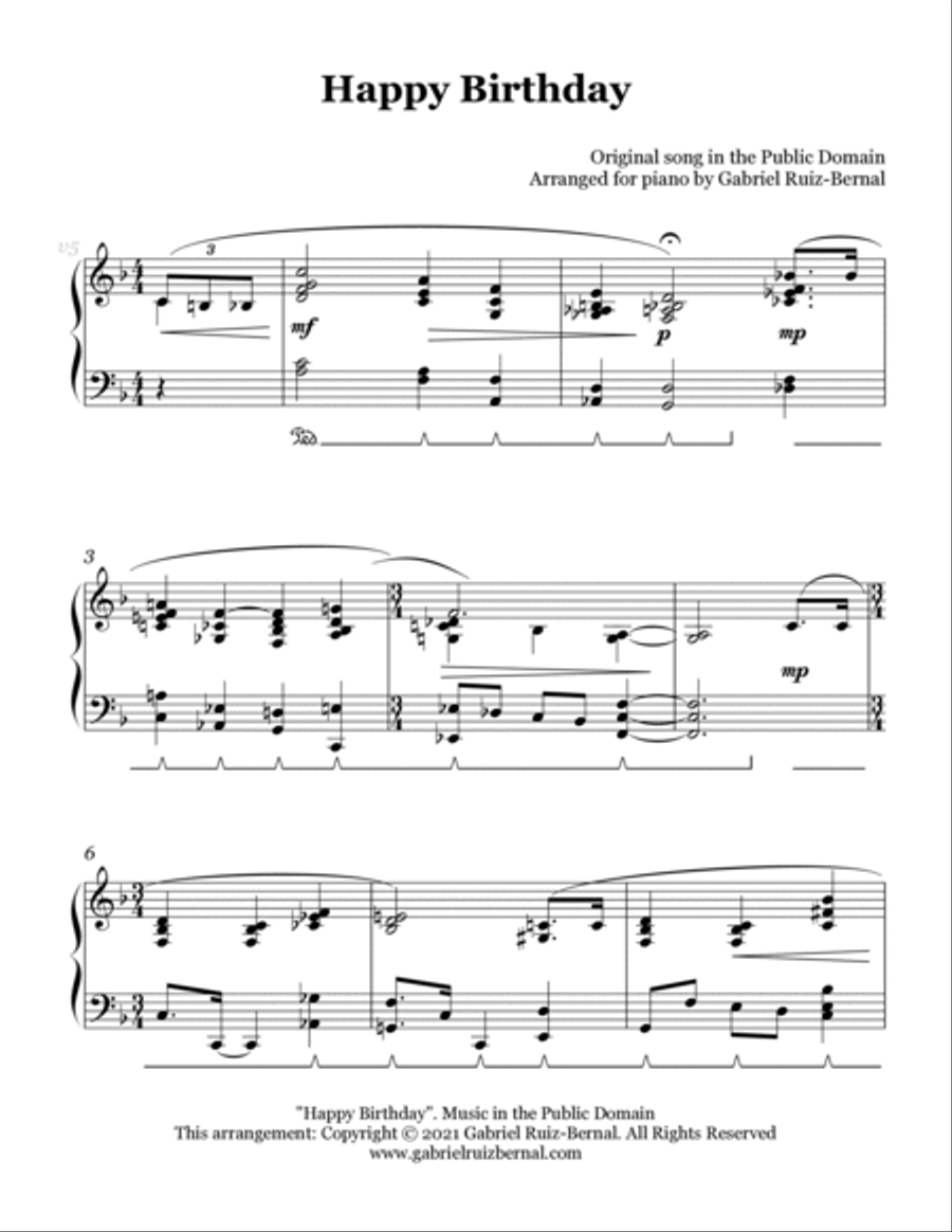 HAPPY BIRTHDAY Jazz harmonization Piano Solo scores gallery preview page 2
