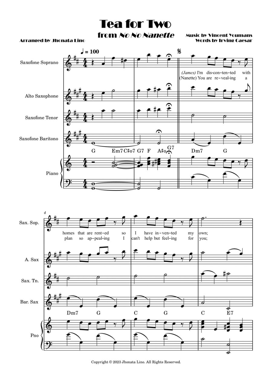 Tea For Two Small Ensemble scores gallery preview page 1