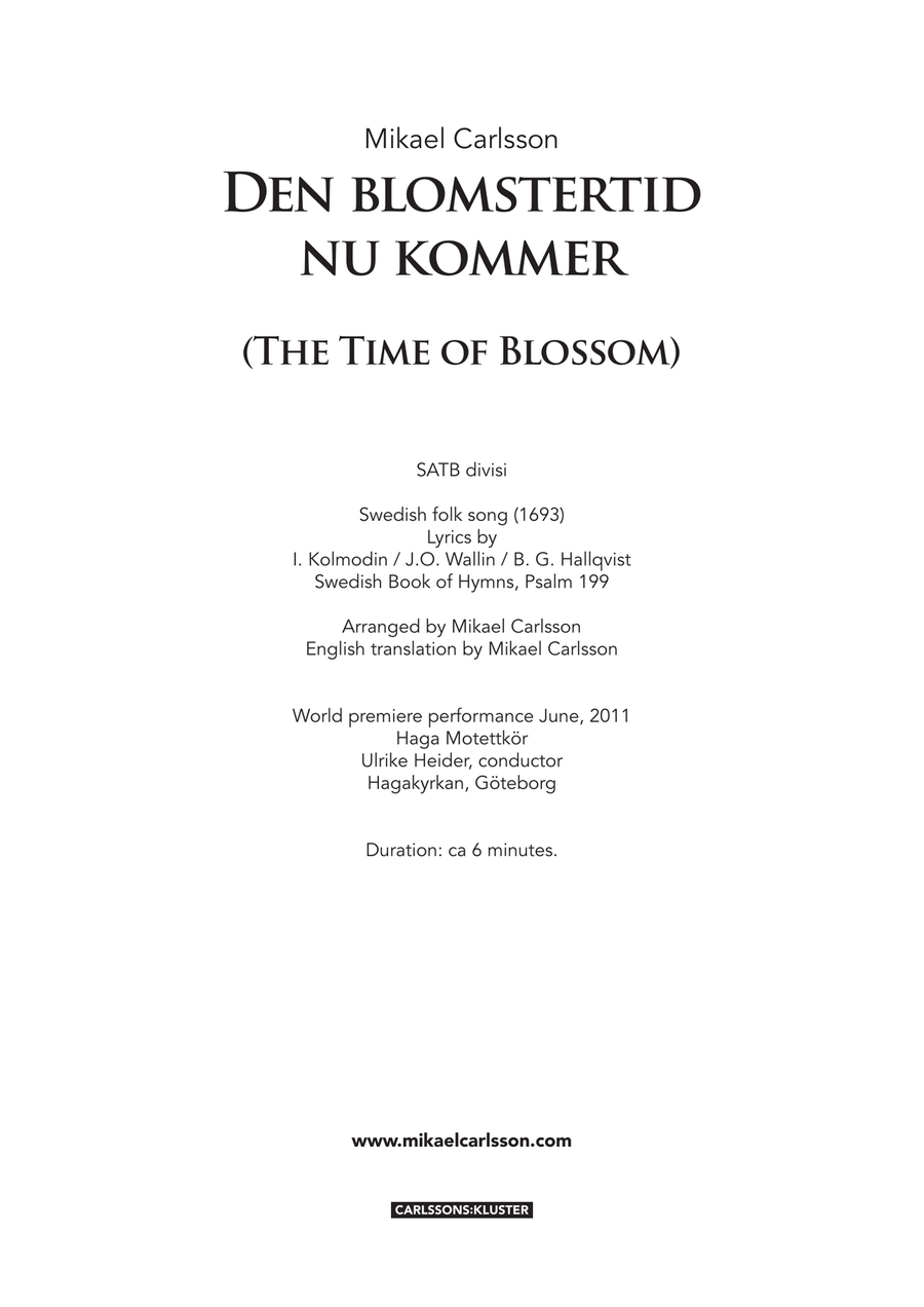 Den blomstertid nu kommer (The Time of Blossom) 4-Part scores gallery preview page 2