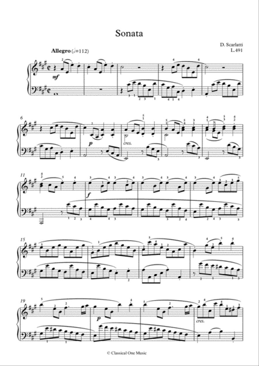 Scarlatti-Sonata in A-Major L.491 K.456(piano) Piano Solo scores gallery preview page 2