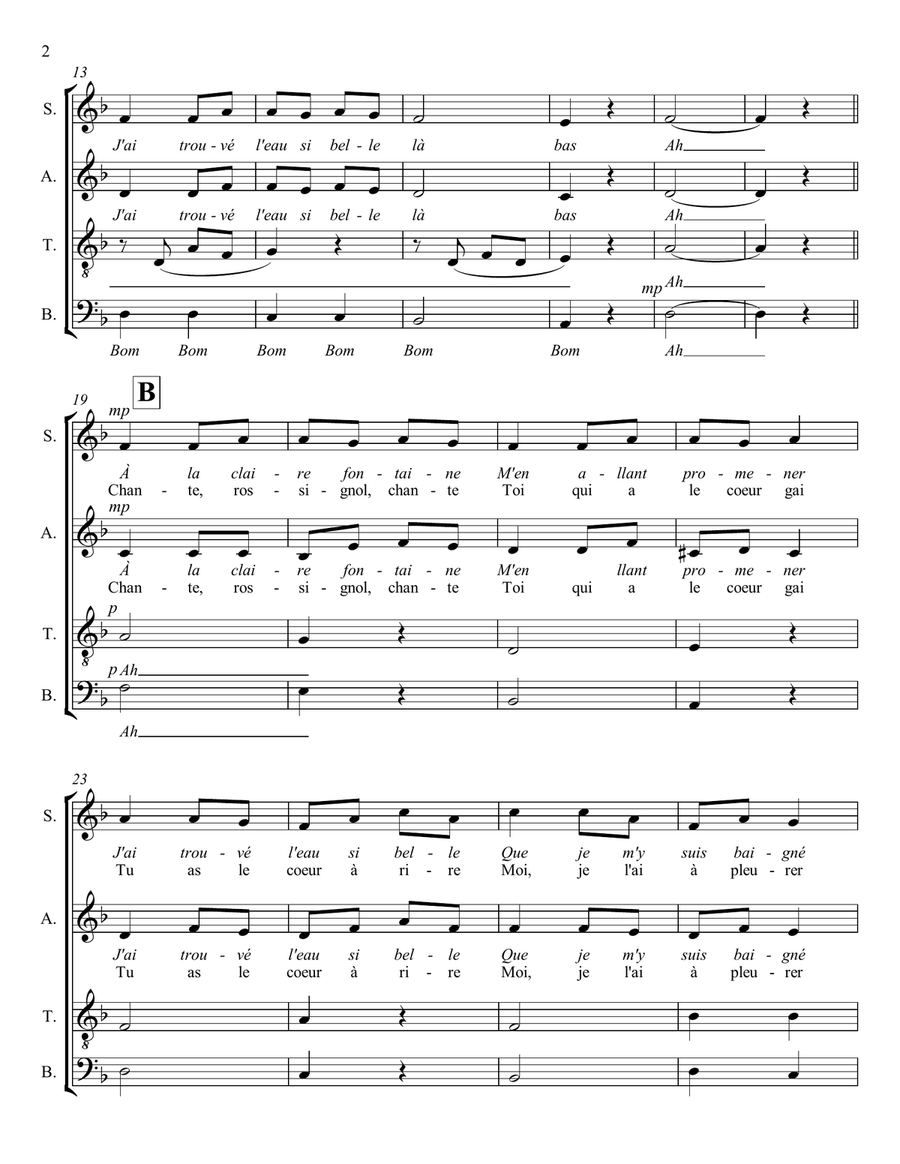 À LA CLAIRE FONTAINE 4-Part scores gallery preview page 2