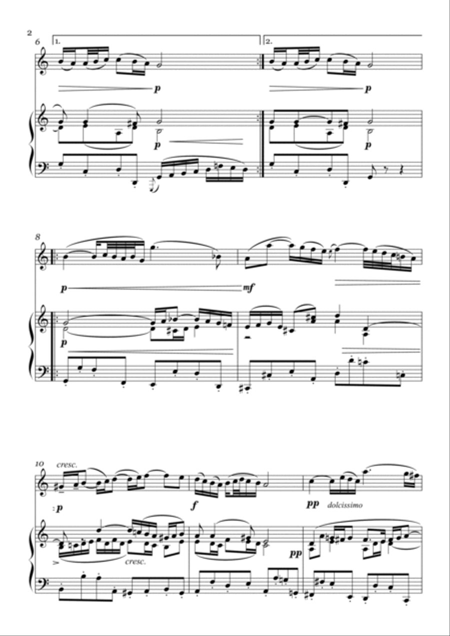 Bach - Air on The G String for Oboe and Piano Small Ensemble scores gallery preview page 2