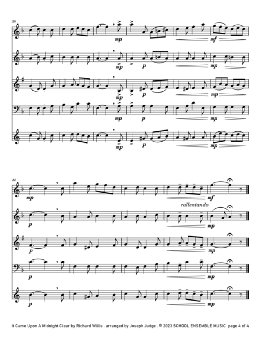 It Came Upon A Midnight Clear for Woodwind Quartet in Schools Woodwind Quartet scores gallery preview page 4
