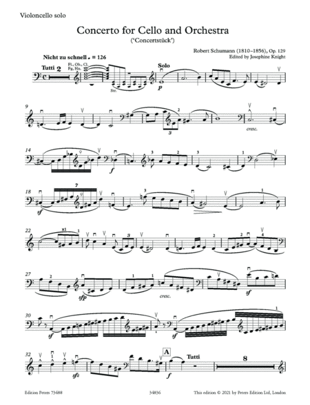 Cello Concerto in A minor Op. 129 (Orig. Version) (Edition for Cello and Piano)
