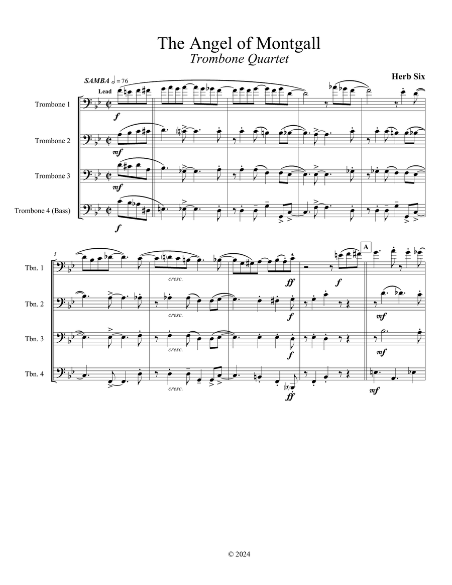 The Angel of Montgall The Angel of Montgall Brass Quartet scores gallery preview page 1