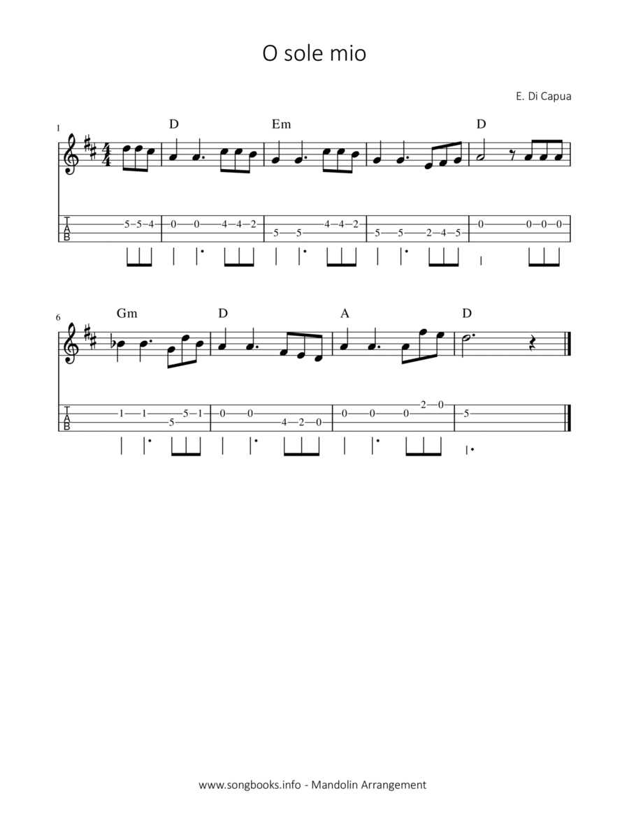 O sole mio Mandolin scores gallery preview page 1
