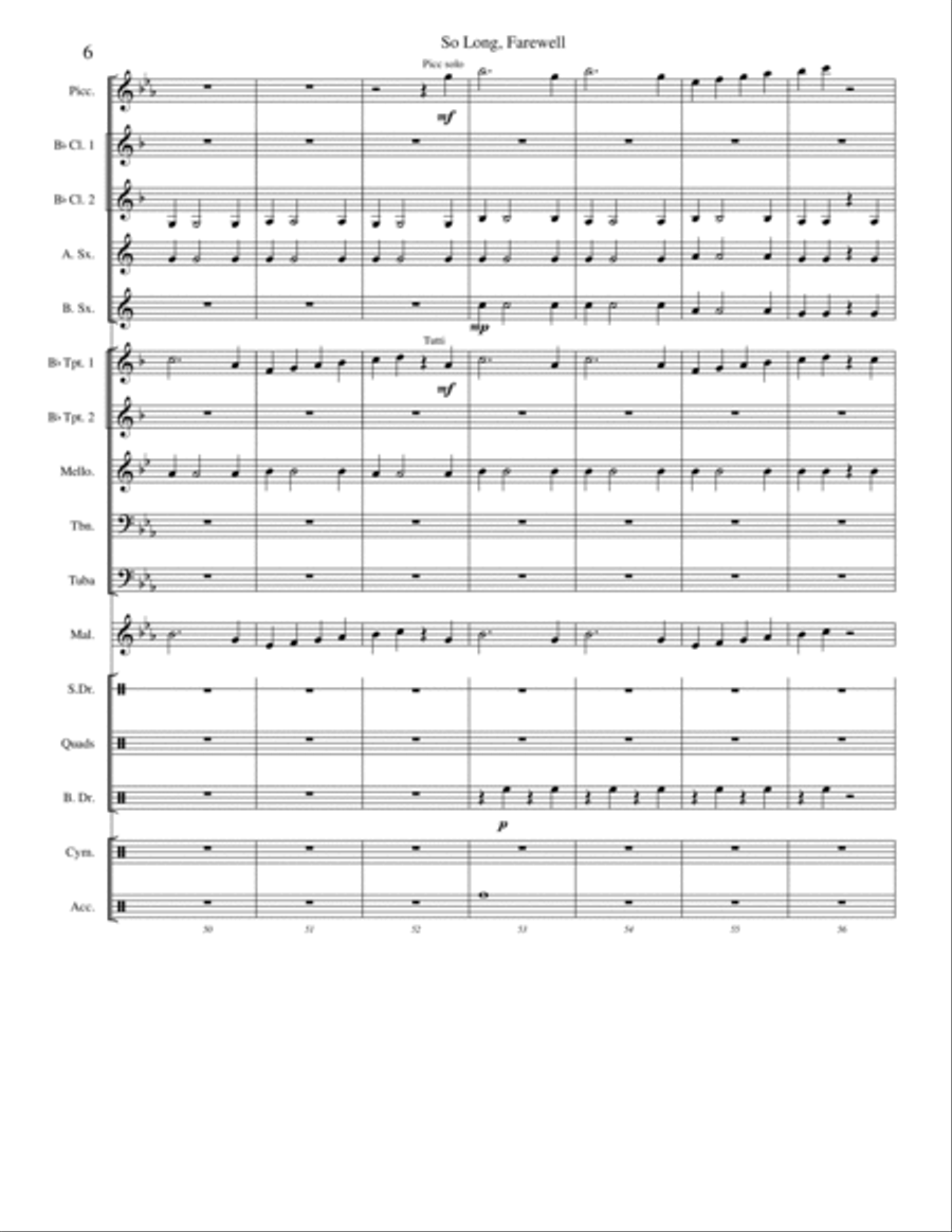 So Long, Farewell Marching Band scores gallery preview page 6