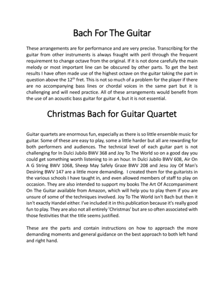Bach for Christmas - 6 Guitar Quartets - parts
