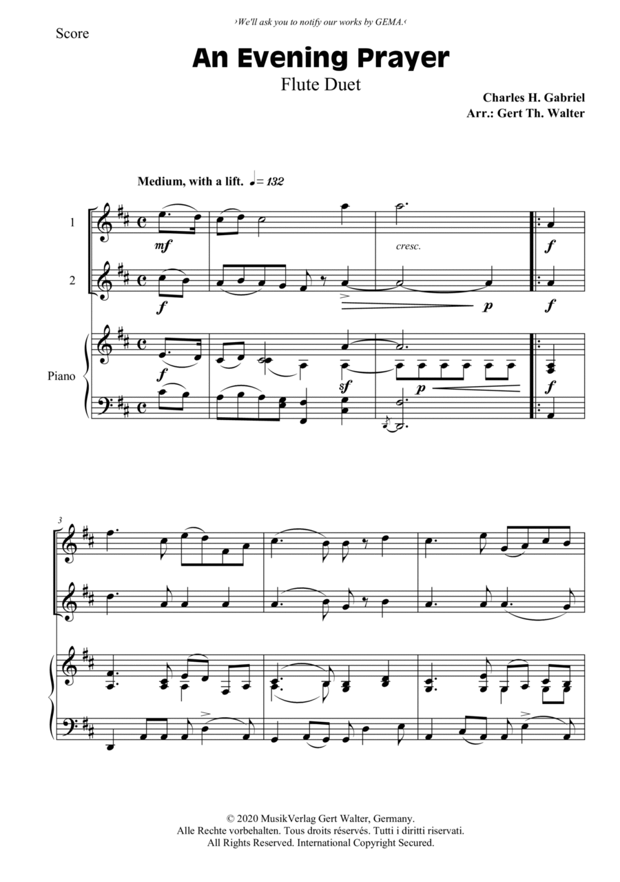 An Evening Prayer Woodwind Duet scores gallery preview page 1