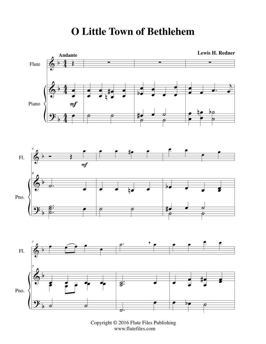 O Little Town of Bethlehem - Flute Solo Chamber Music scores gallery preview page 3