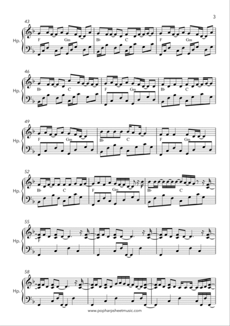 99 Red Balloons (99 Luftballons) Harp scores gallery preview page 3