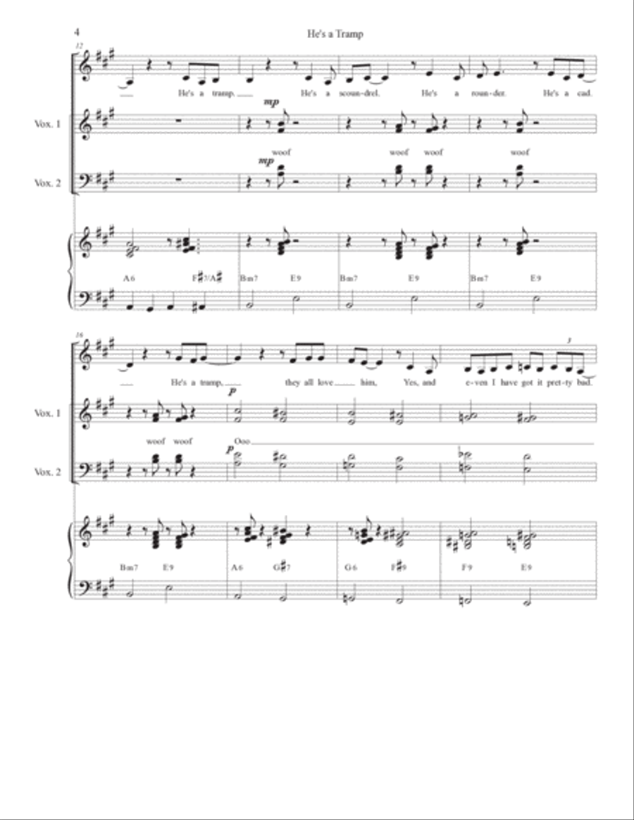 He's A Tramp 4-Part scores gallery preview page 4