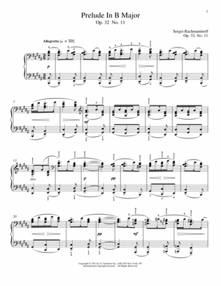 Prelude In B Major, Op. 32, No. 11