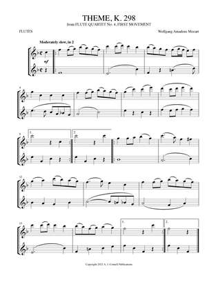 Theme, K. 298 (from Flute Quartet No. 4, First Movement)