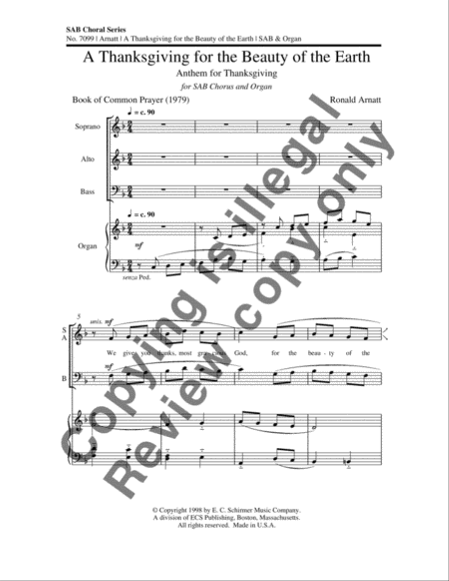 A Thanksgiving for the Beauty of the Earth 3-Part scores gallery preview page 7