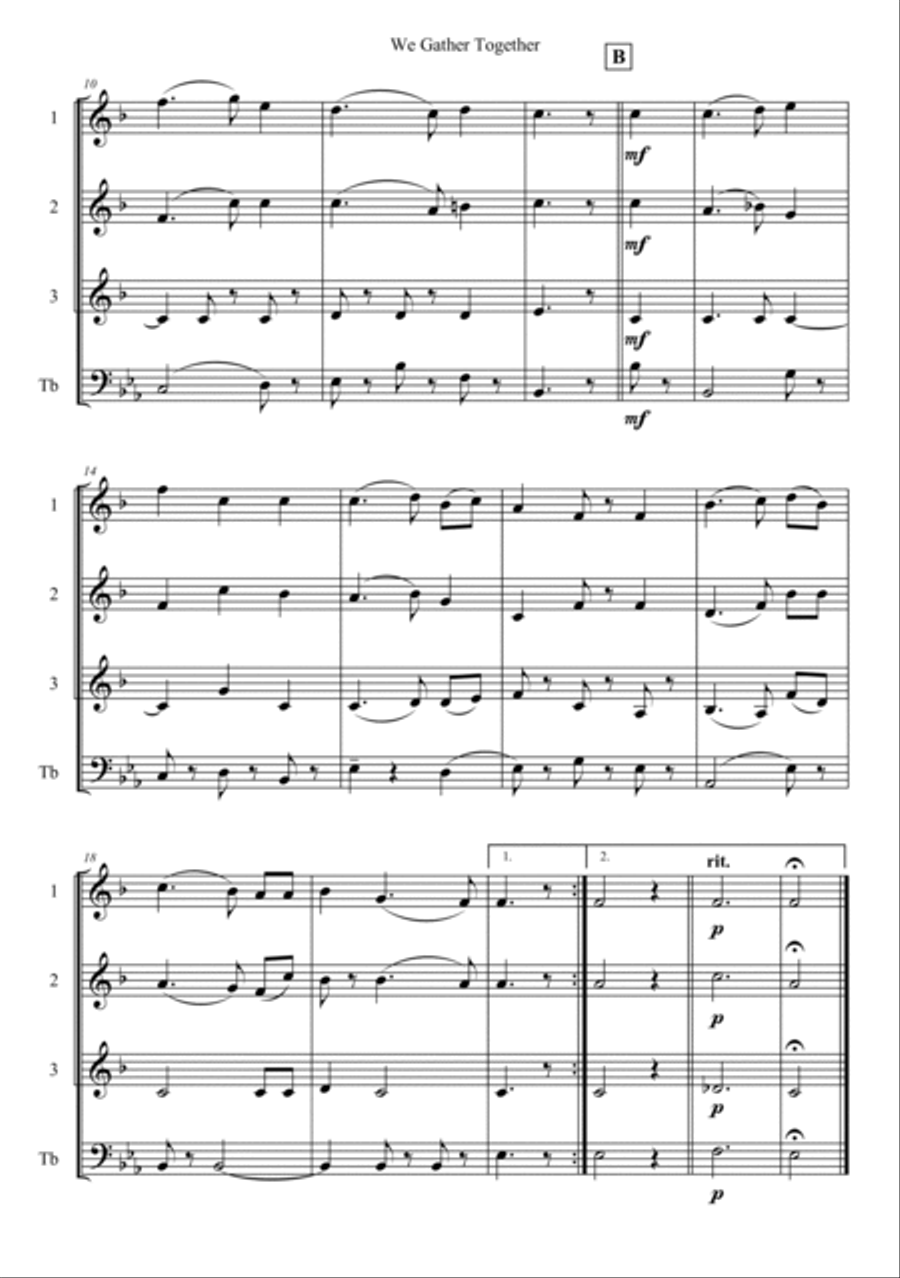 We Gather Together Trombone scores gallery preview page 2
