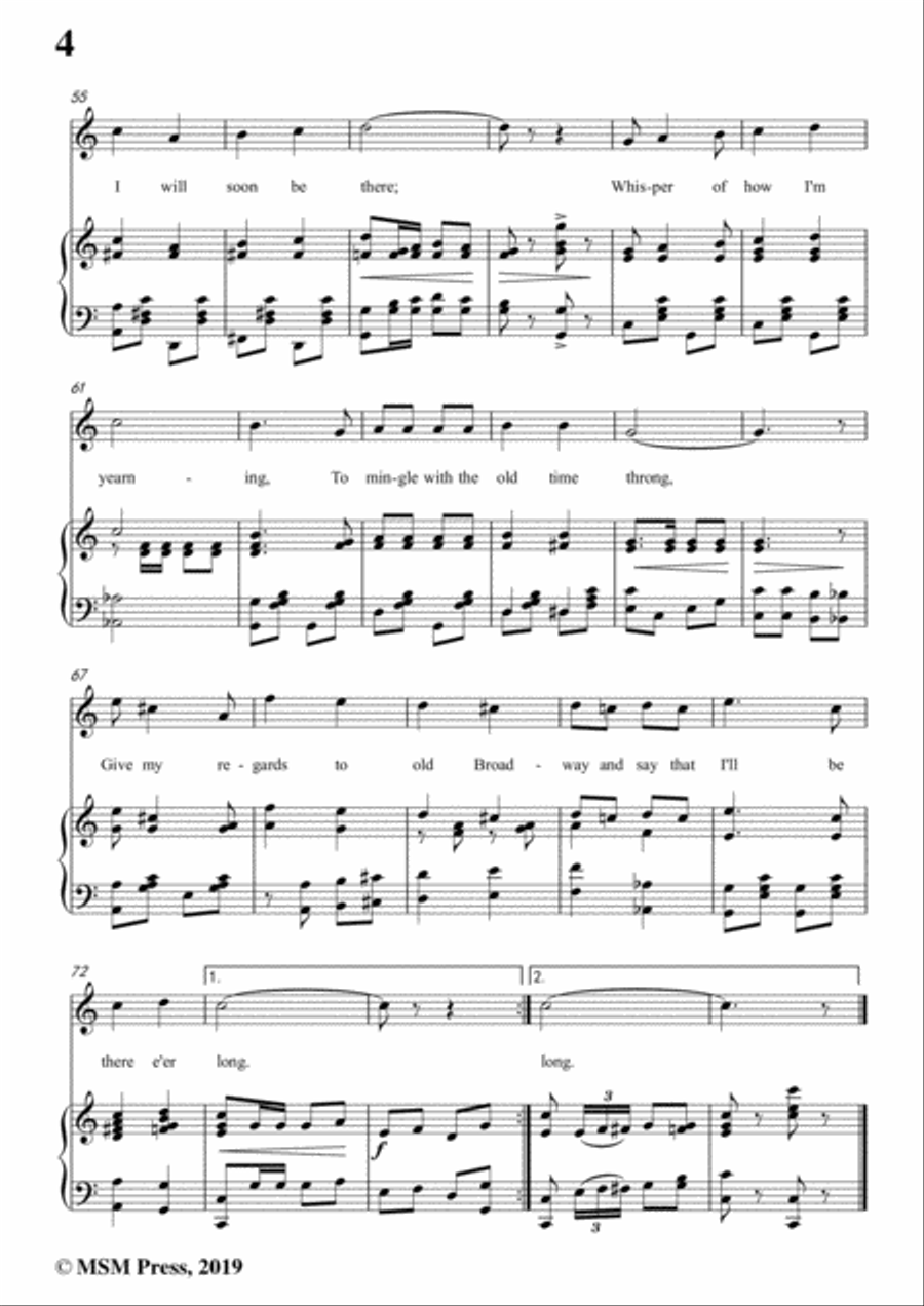 George M. Cohan-Give My Regards to Broadway,in C Major,for Voice and Piano Voice Solo scores gallery preview page 6