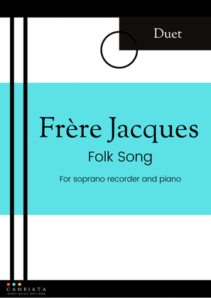 Frère Jacques - Solo soprano recorder and piano accompaniment (Easy)