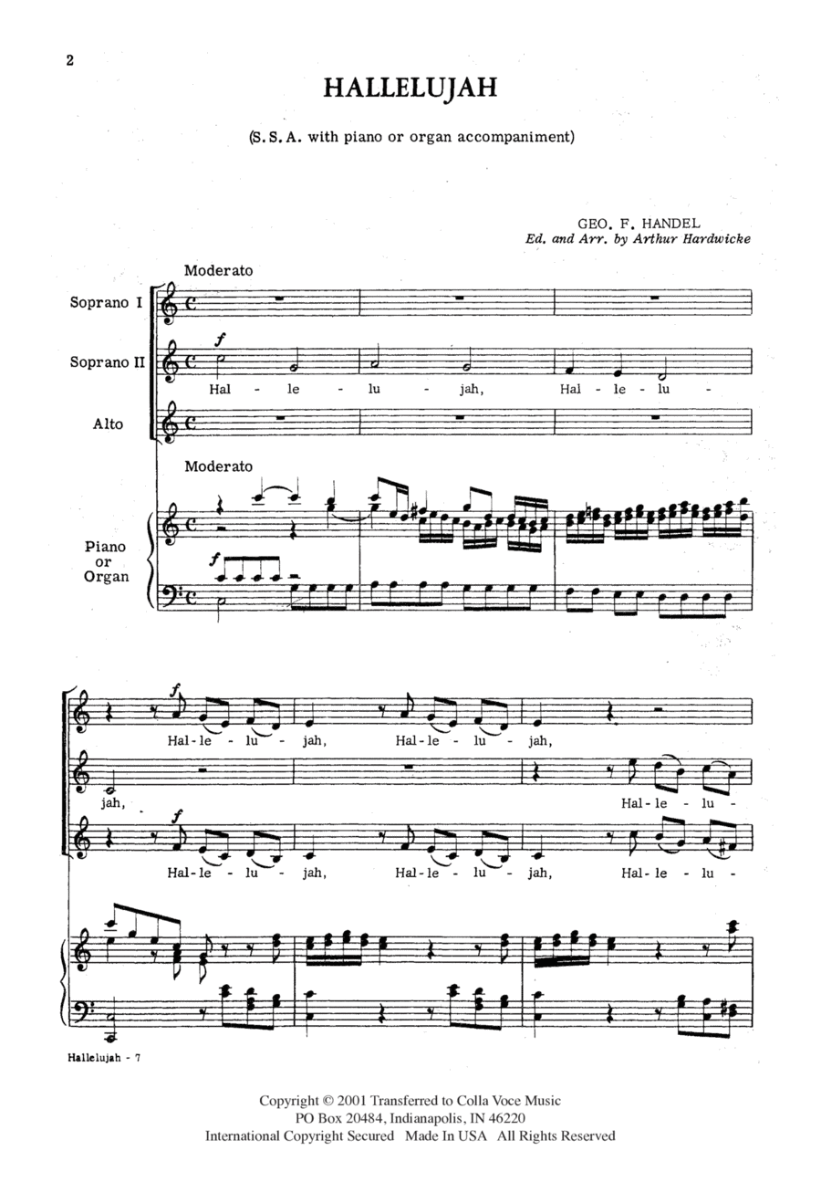 Hallelujah SSA scores gallery preview page 1