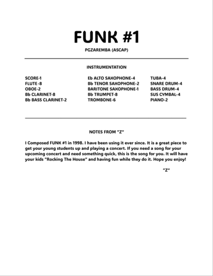 Funk #1 Funk #1 Concert Band scores gallery preview page 2