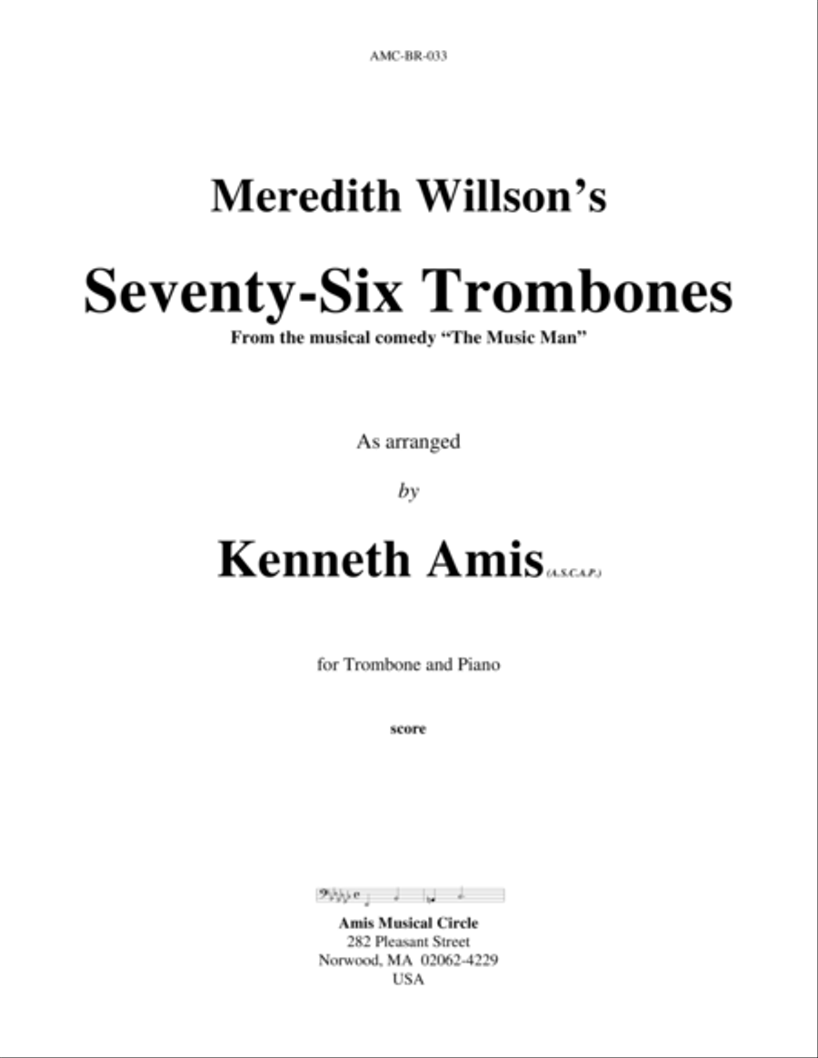 Seventy-Six Trombones (trombone and piano) Piano Accompaniment scores gallery preview page 1