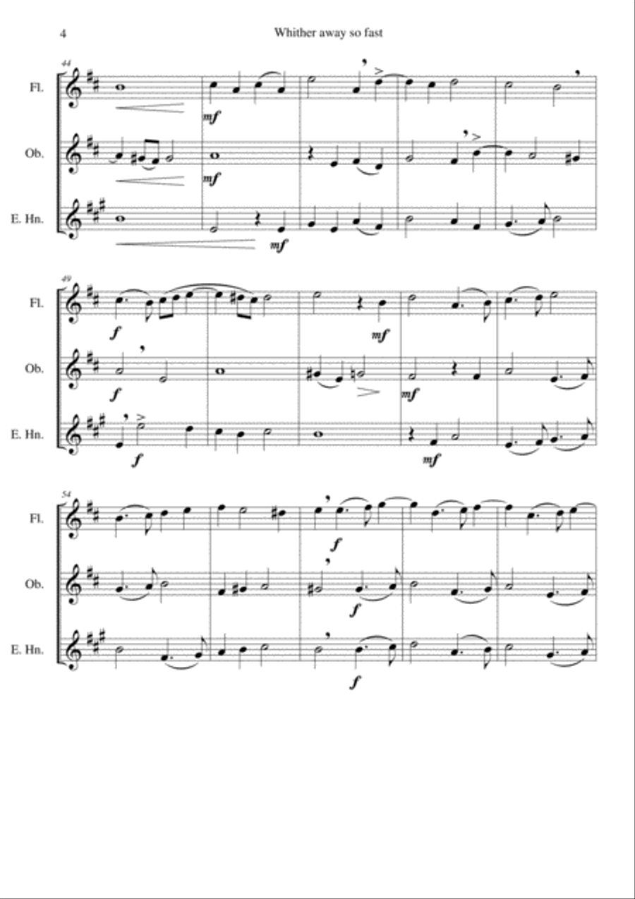 Whither away so fast for wind trio (flute oboe and cor anglais) Woodwind Trio scores gallery preview page 4