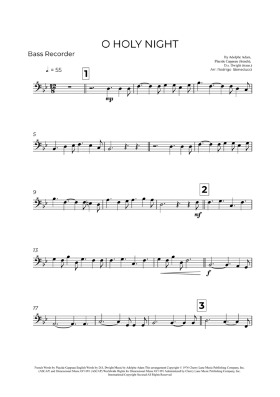 O Holy Night Bass Recorder scores gallery preview page 2
