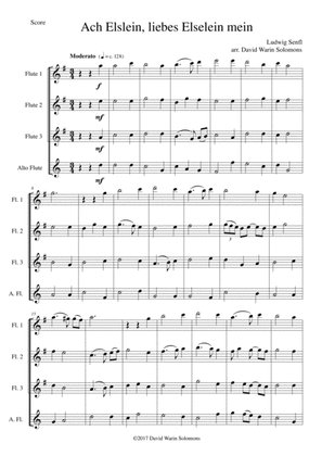 Ach Elslein, liebes Elselein mein for flute quartet (3 C flutes, alto flute)