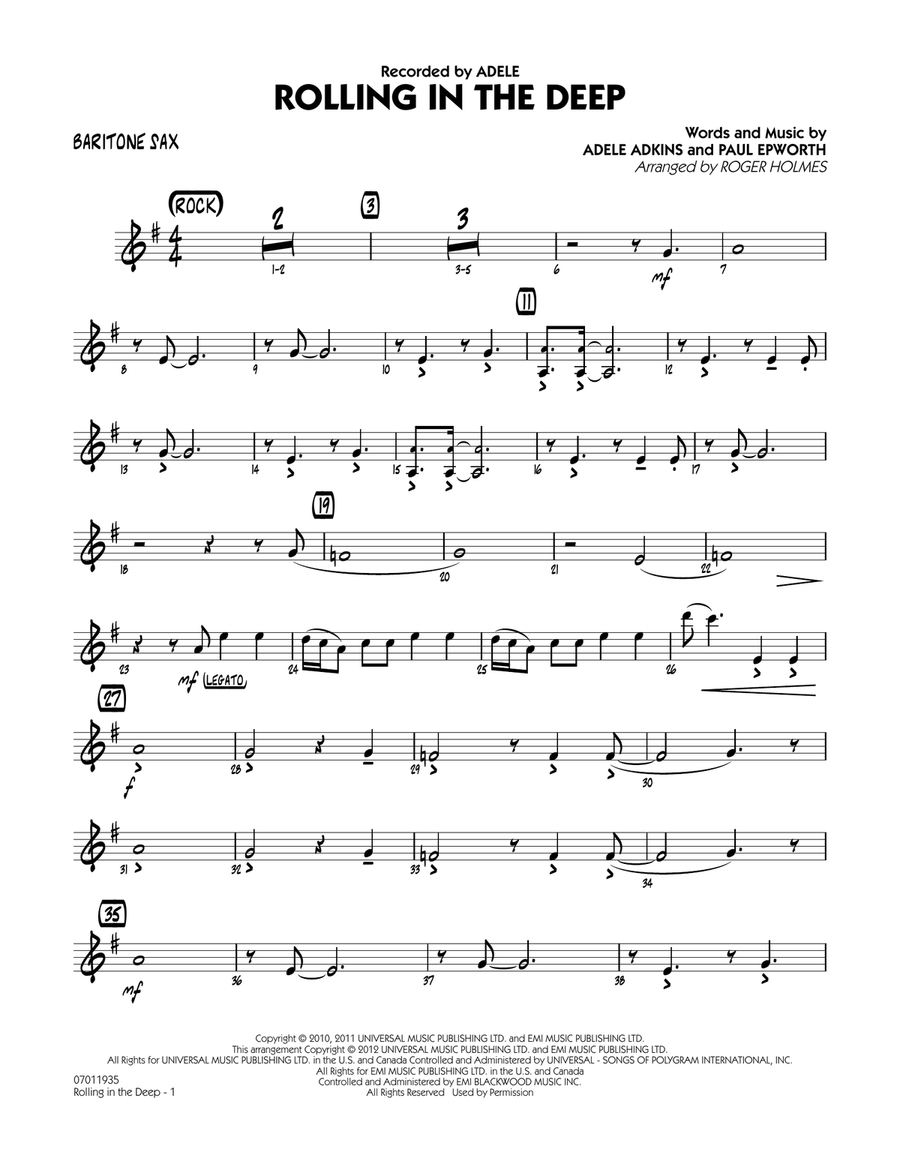 Rolling in the Deep - Baritone Sax Jazz Ensemble scores gallery preview page 1