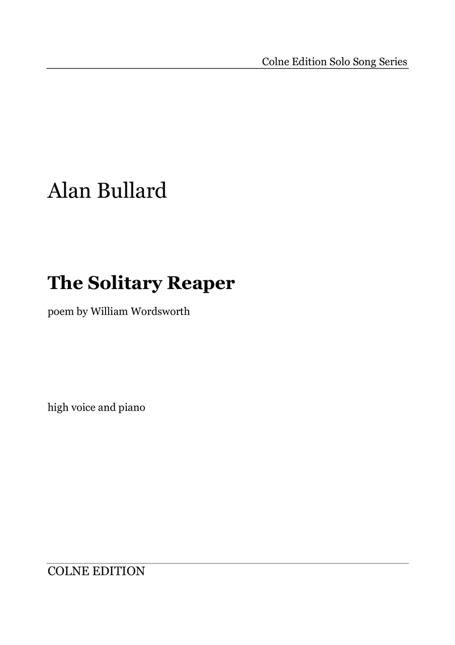 The Solitary Reaper (high voice with piano, or violin, or oboe, or treble recorder/flute) Piano, Vocal scores gallery preview page 2