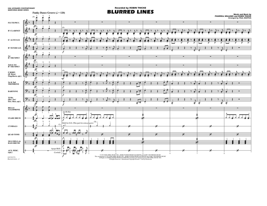 Blurred Lines - Conductor Score (Full Score) Marching Band scores gallery preview page 2