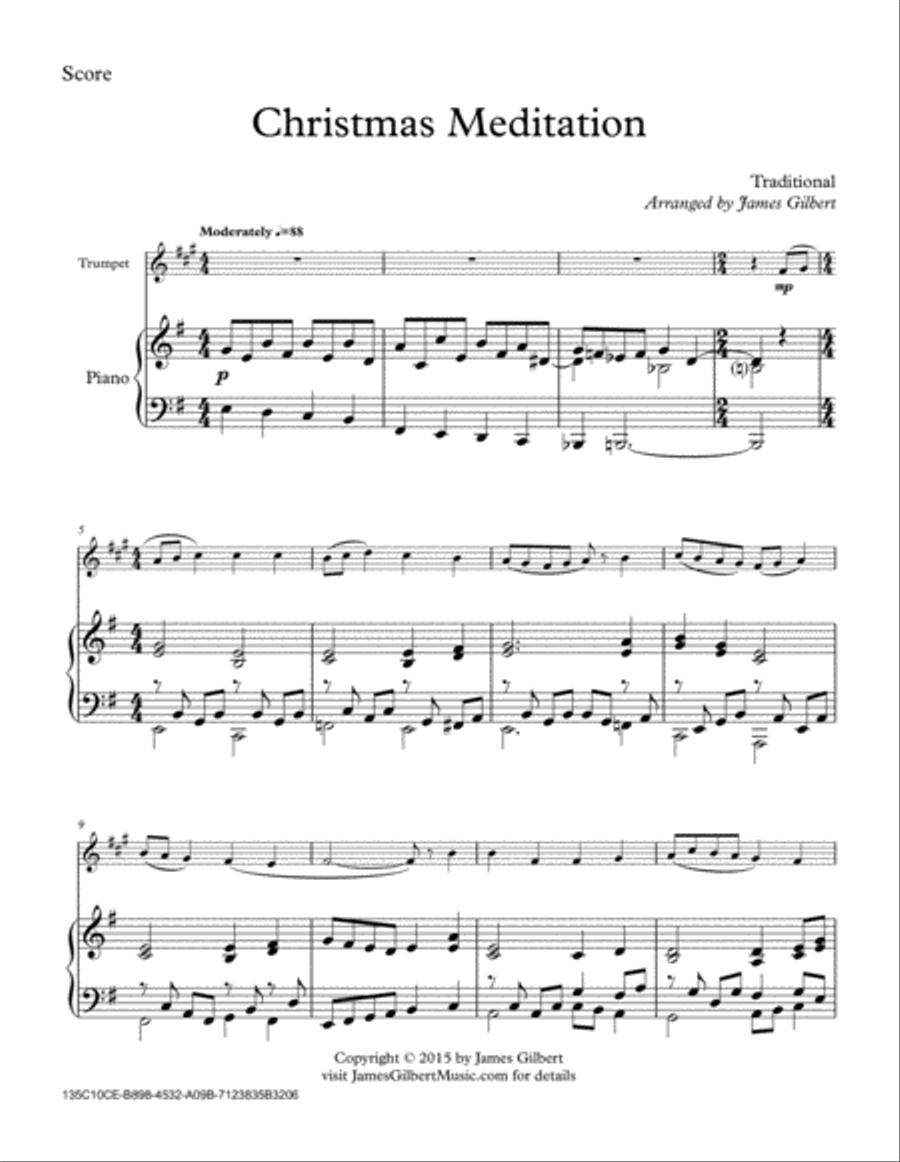 Christmas Meditation Trumpet Solo scores gallery preview page 1