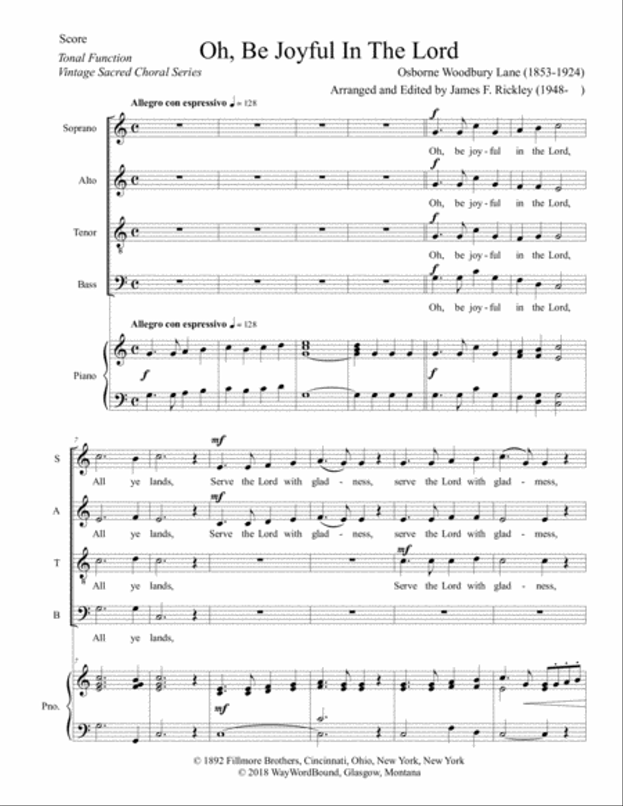 Oh, Be Joyful In The Lord 4-Part scores gallery preview page 1