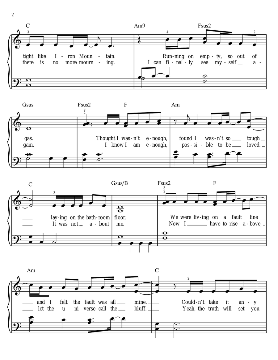 By The Grace Of God Easy Piano scores gallery preview page 2