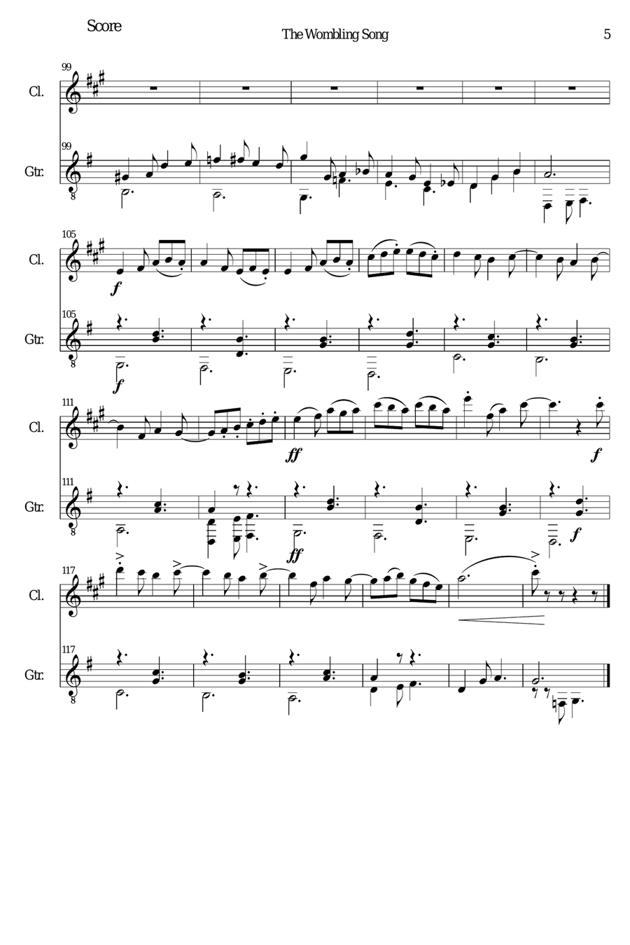 The Wombling Song Clarinet scores gallery preview page 5