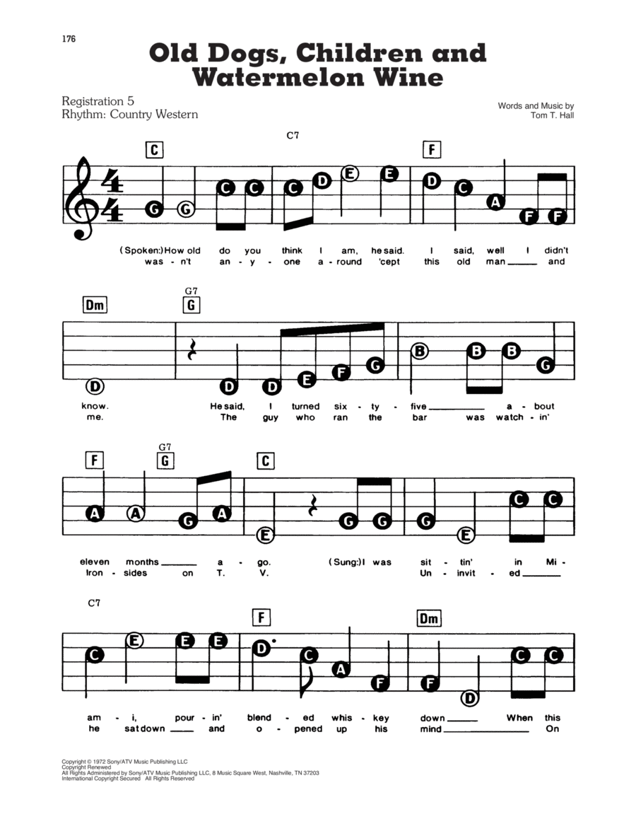 Old Dogs, Children And Watermelon Wine Electronic Keyboard scores gallery preview page 1