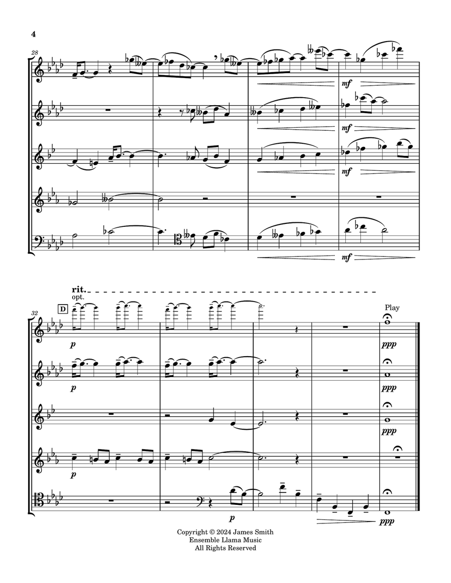 Des pas sur la neige (Footprints In The Snow) for Wind Quintet Woodwind Quintet scores gallery preview page 4
