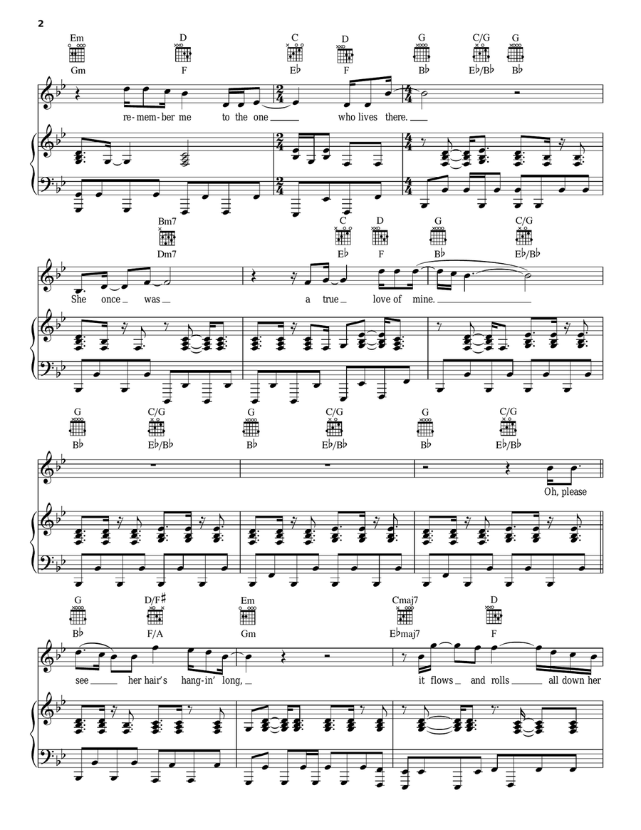 Girl From The North Country Piano, Vocal, Guitar scores gallery preview page 2