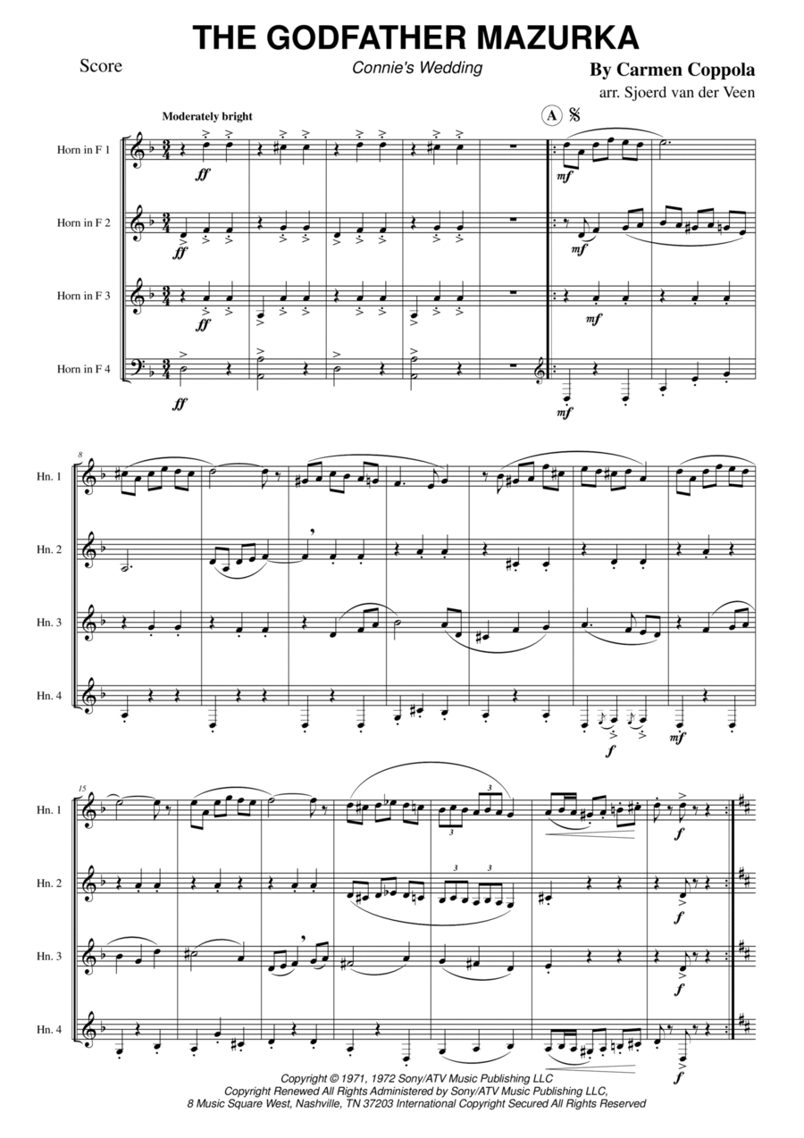The Godfather Mazurka Brass Quartet scores gallery preview page 1