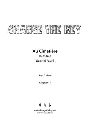 Book cover for Au Cimetiere - D Minor
