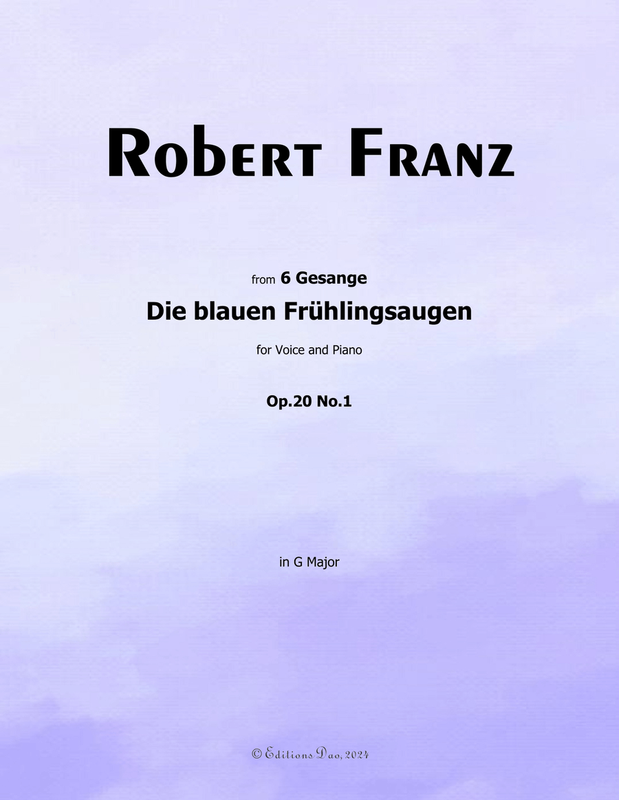 Die blauen Fruhlingsaugen, by Robert Franz, in G Major Voice scores gallery preview page 1