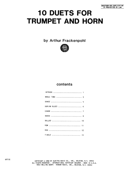 10 Duets For Trumpet And Horn