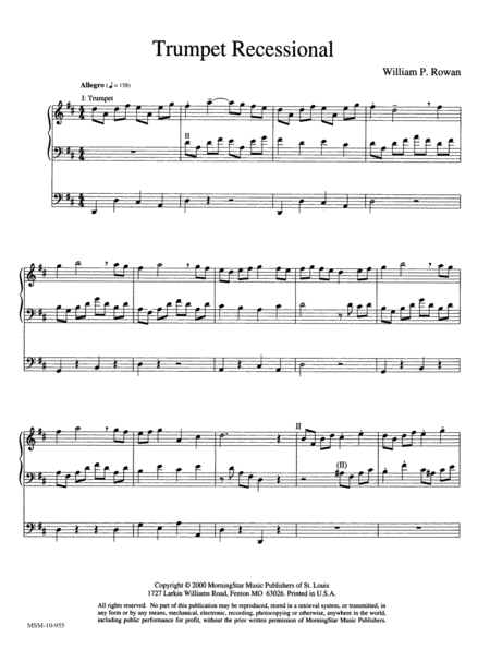 Trumpet March and Trumpet Recessional by William P. Rowan Trumpet - Sheet Music