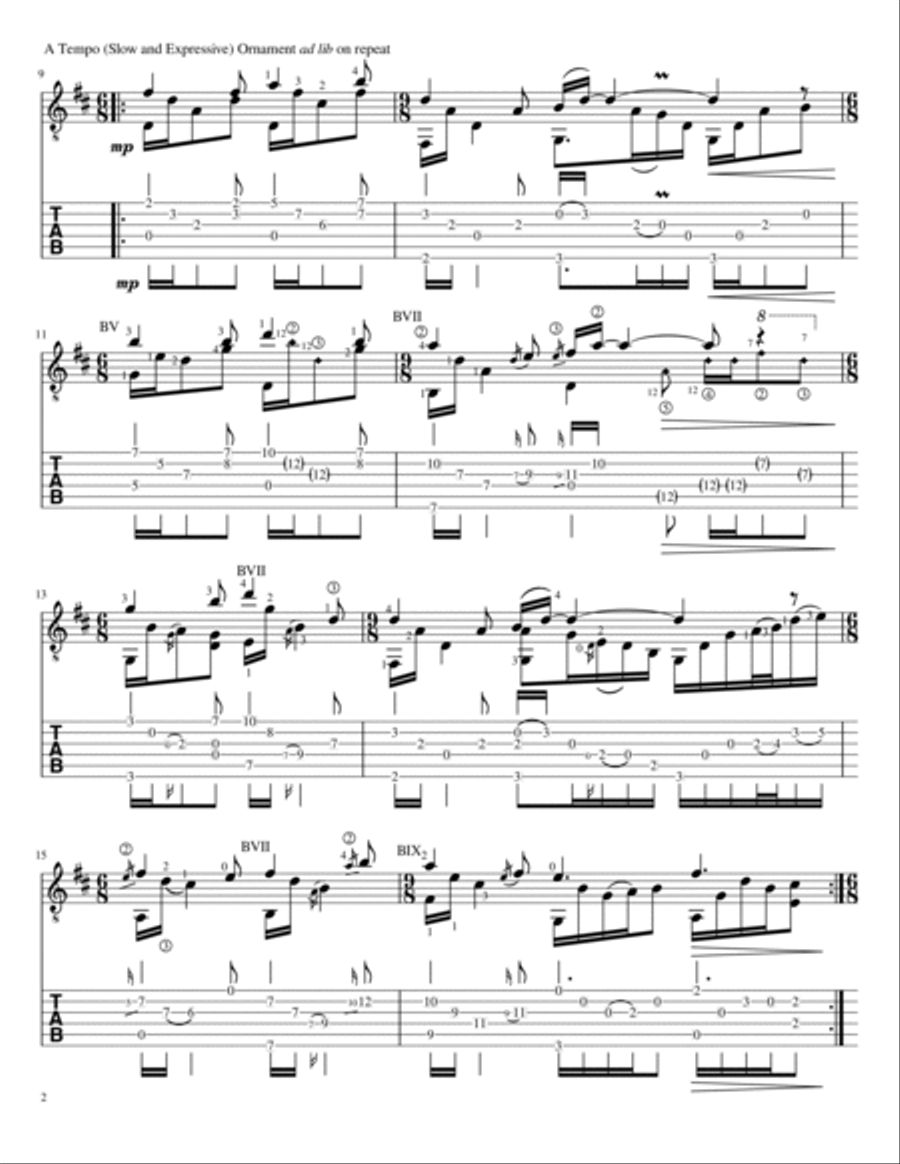 Ae Fond Kiss for Solo Guitar Acoustic Guitar scores gallery preview page 3
