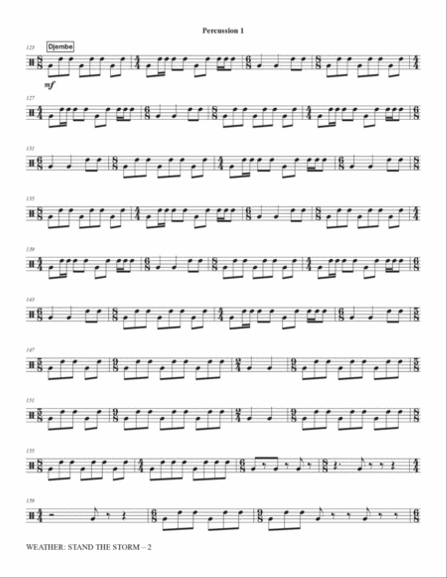 Weather: Stand The Storm (Full Orchestration) - Percussion 1 Choir scores gallery preview page 2