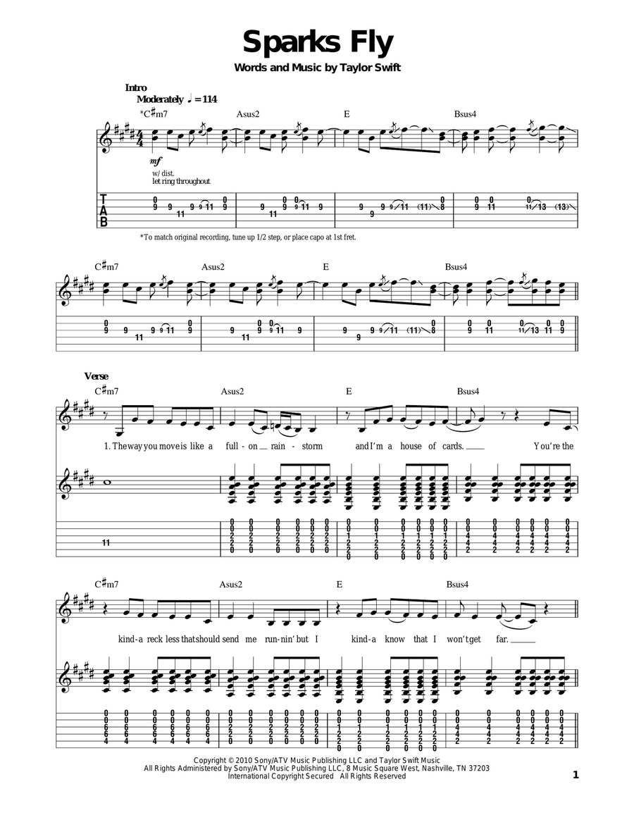 Sparks Fly Sparks Fly Acoustic Guitar scores gallery preview page 1