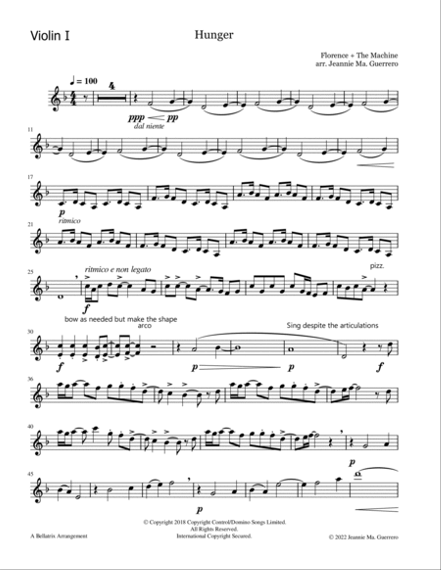 Hunger Hunger String Quartet scores gallery preview page 5