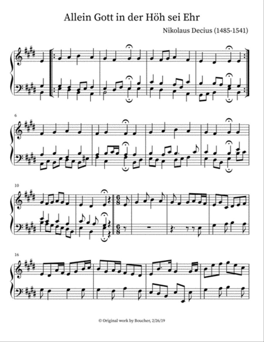 'Allein Gott in der Höh sei Ehr' Harpsichord scores gallery preview page 1