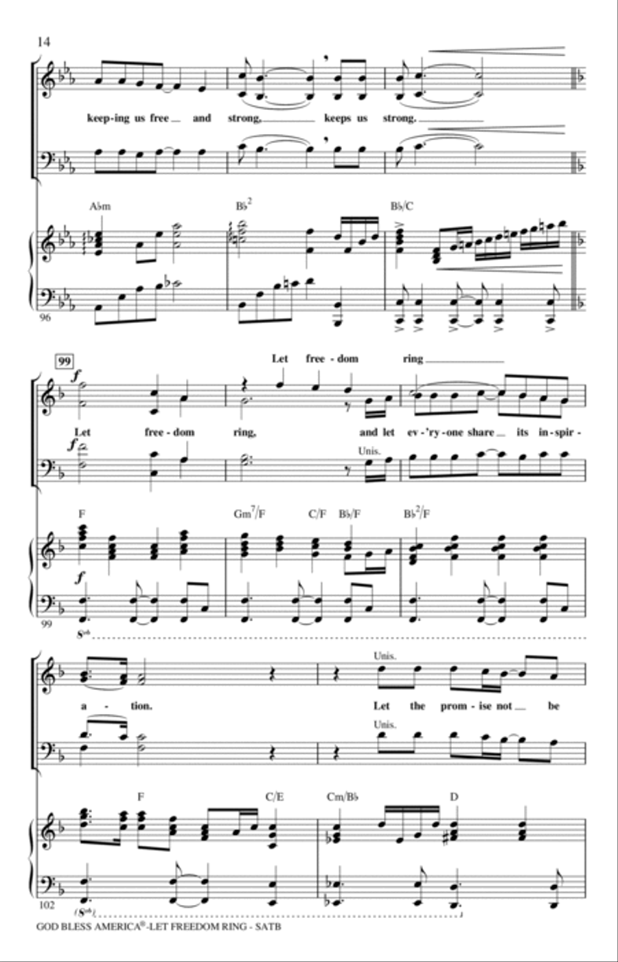 God Bless America (Let Freedom Ring) (Medley) 4-Part scores gallery preview page 13